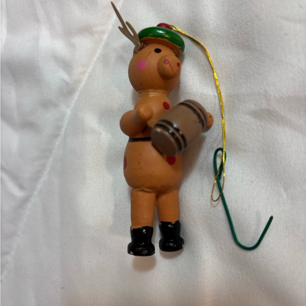 Vintage Wooden Ornament with Drum